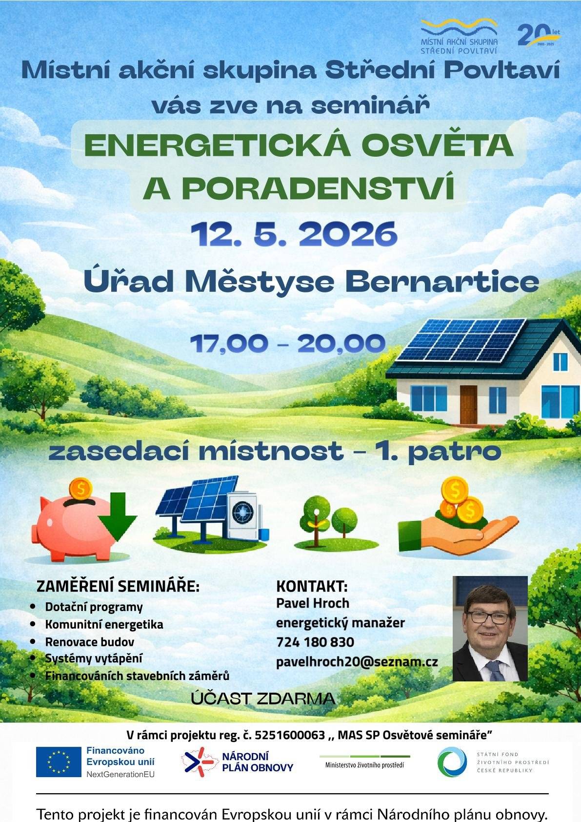 12.5.2026 v zasedací místnosti na radnici v Bernarticích od 17:00, účast zdarma.
