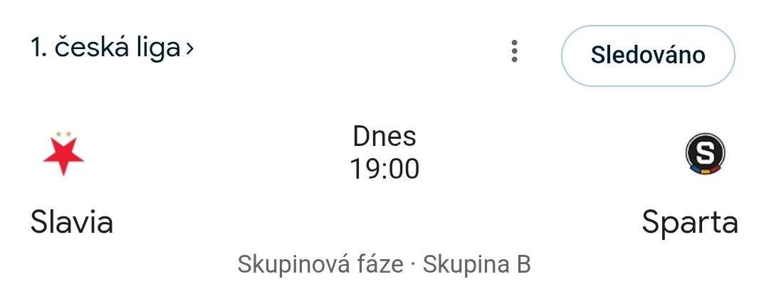 Dnes od 19.oo se sleduje v klubovně derby SLAVIA x SPARTA