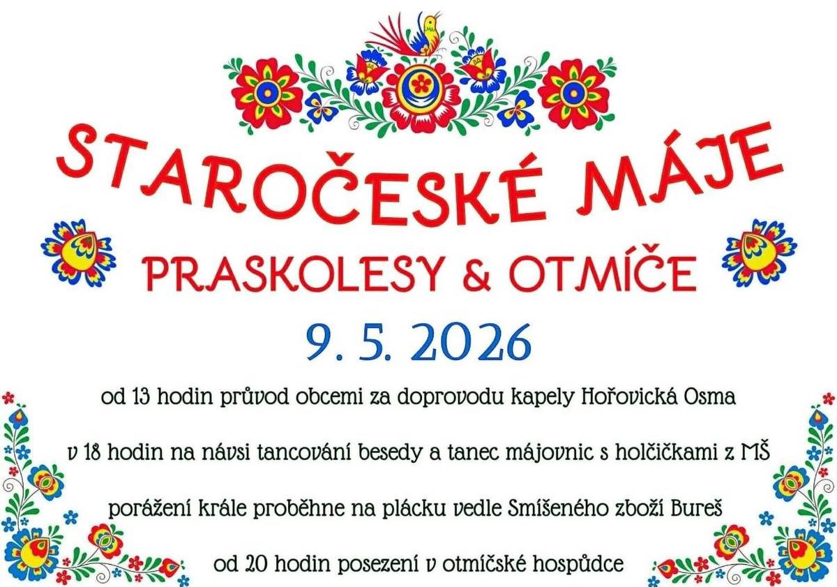 Již zítra můžete otevřit po 13. hodině svá vrátka májovníkům, kteří dorazí z Praskoles😊
