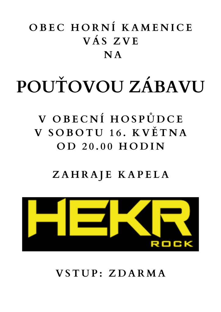 Obec Horní Kamenice: Pouťová zábava - Kapela HEKR ROCK