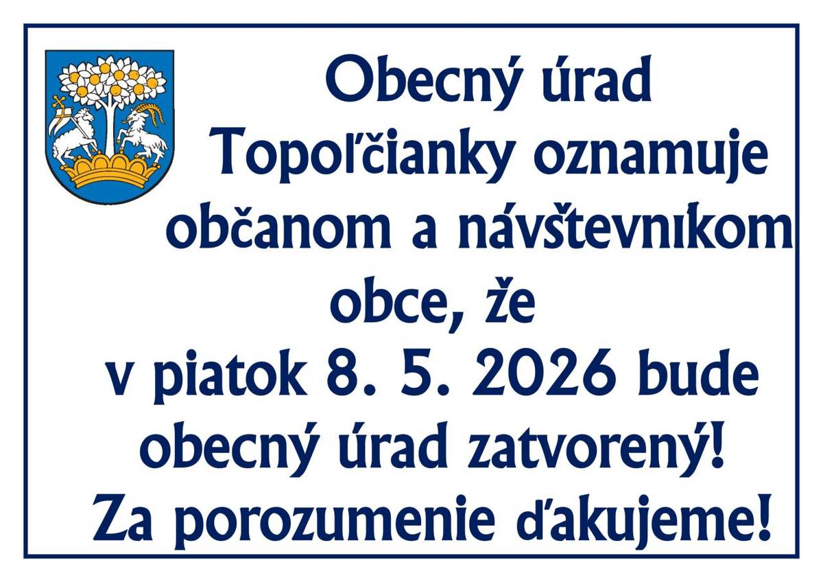 oznam pre občanov a návštevníkov obce