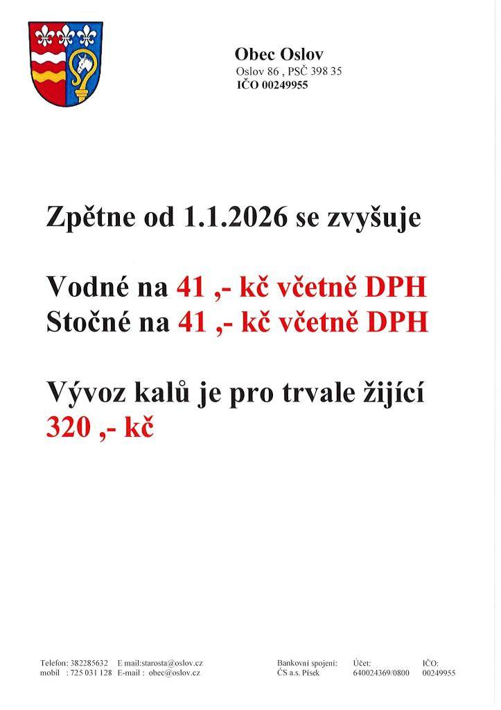 Změna ceny vodného a stočného