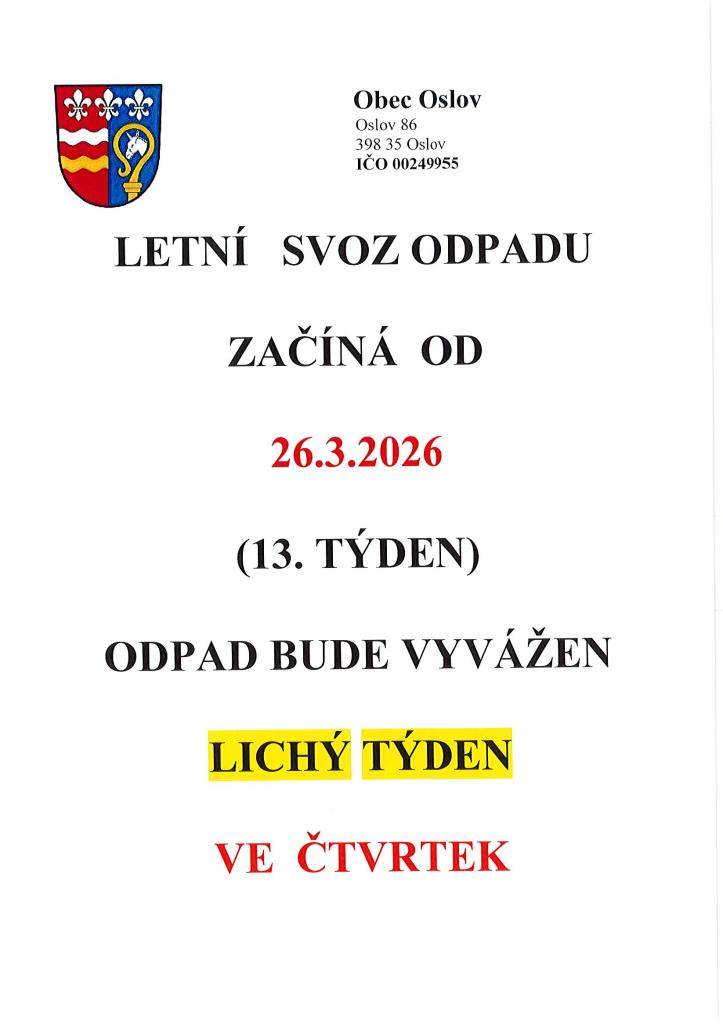 Letní svoz odpadu