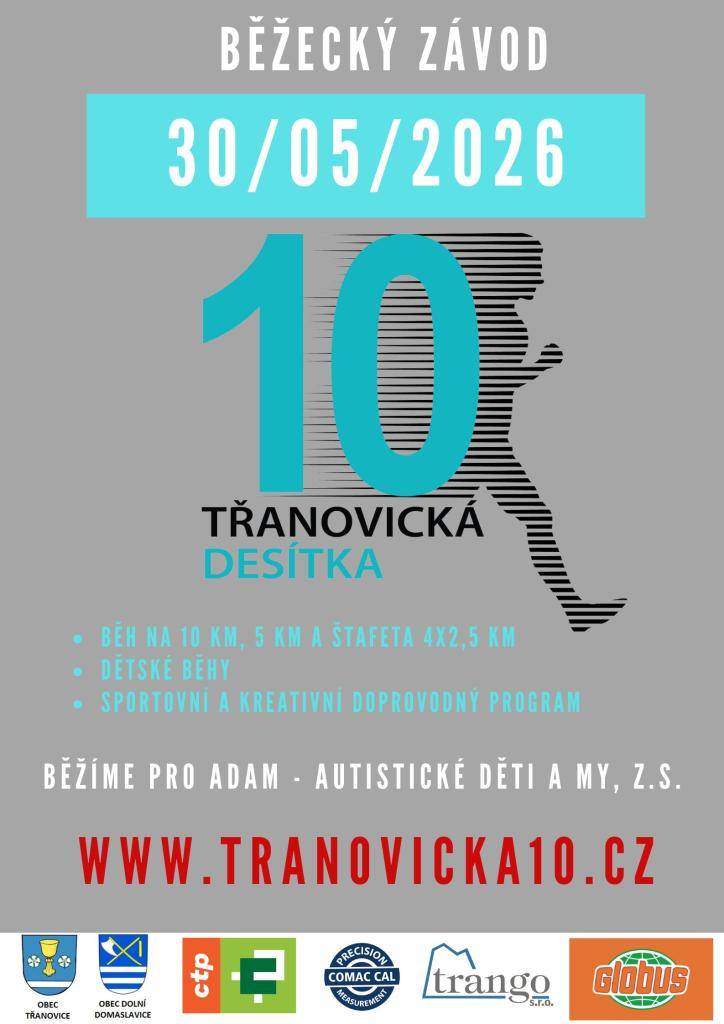 "Pozvánka na již 6. ročník běžeckého závodu „Třanovická desítka“, který se poběží v termínu 30.5.2026 na trase v povodí Stonávky