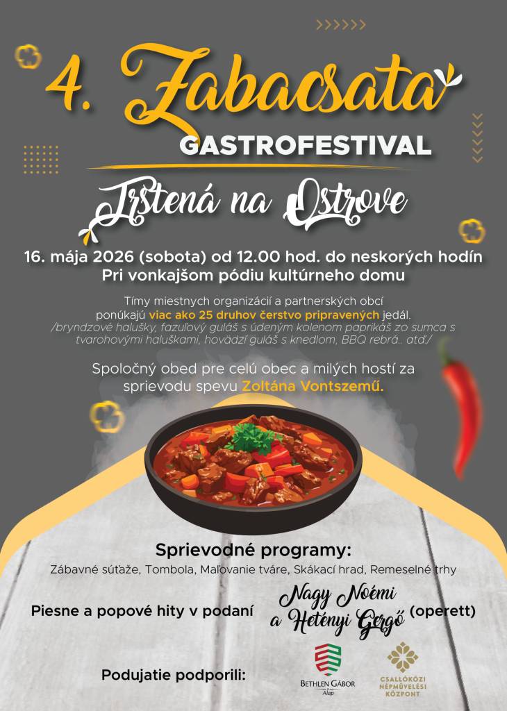 4. Zabacsata Gastrofestival Trstená na Ostrove  4. Zabacsata Gasztrofesztivál – Csallóköznádasd