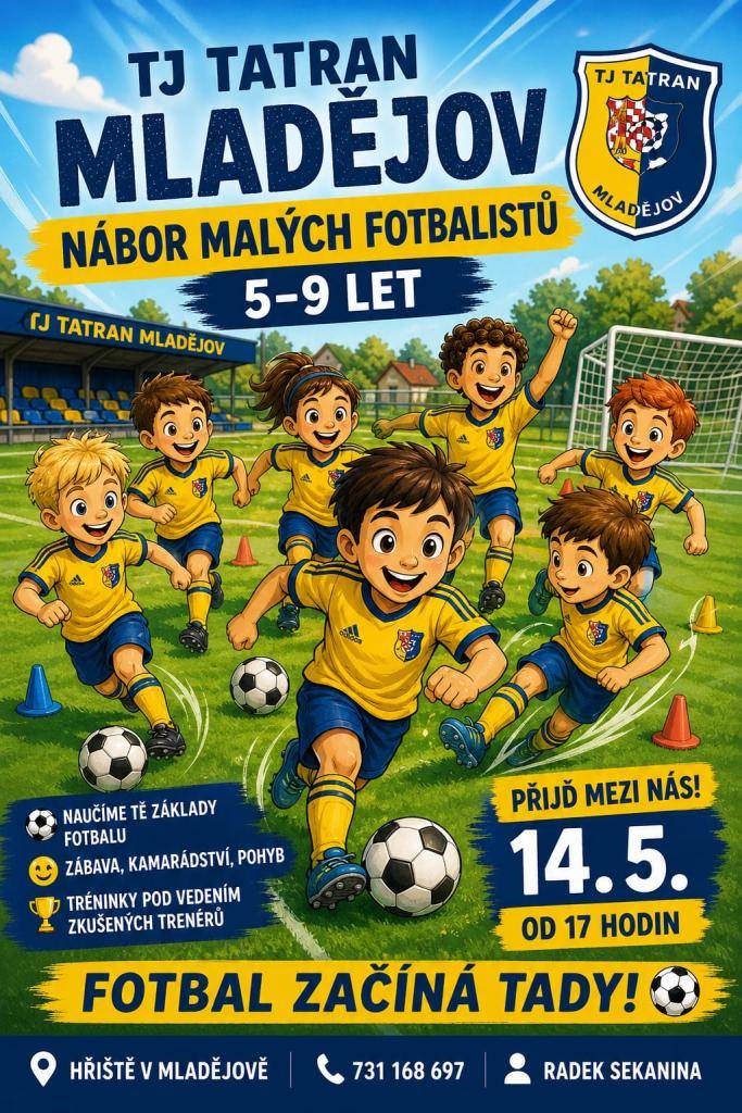Přijďte se naučit základy fotbalu v Mladějově!  14.05. od 17:00  fotbalové hřiště TJ Tatran Mladějov na Moravě
