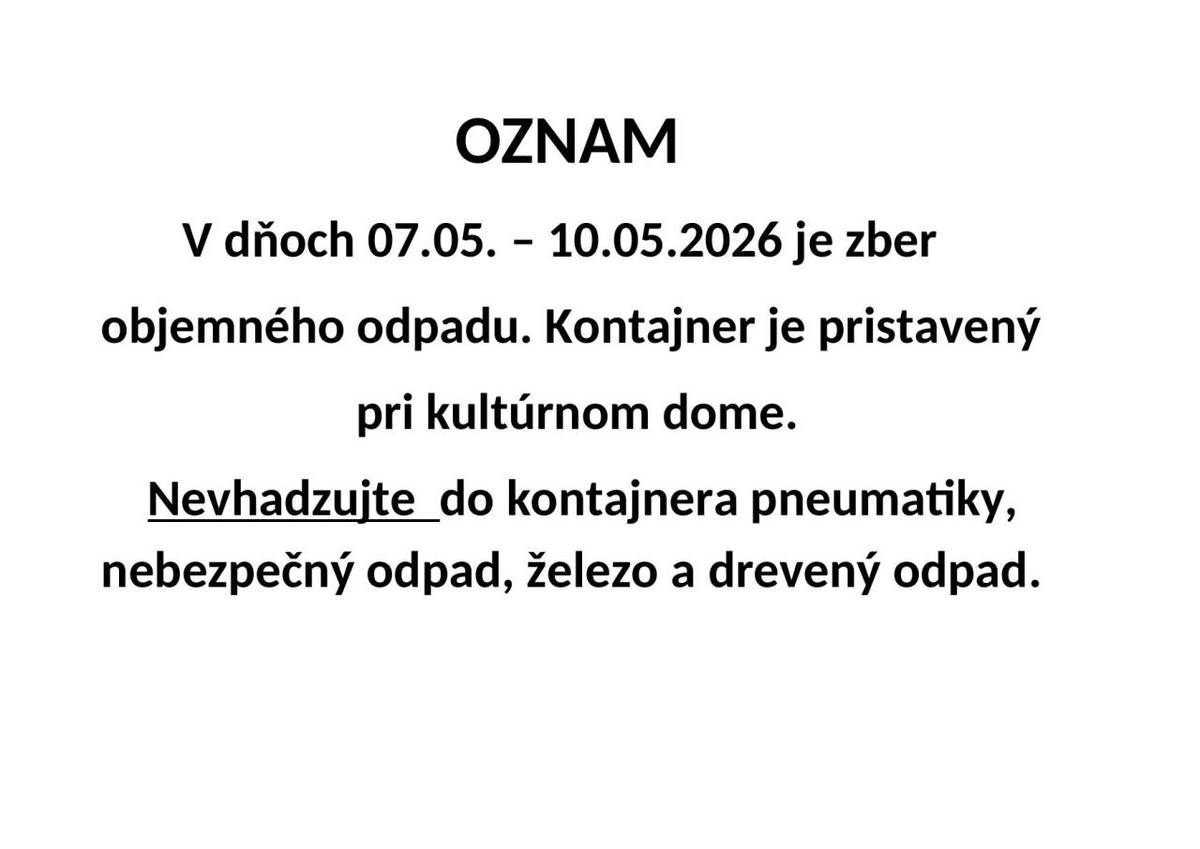 v dňoch 07.05.2026 - 10.05.2026, bližšie informácie  sú uvedené na letáku