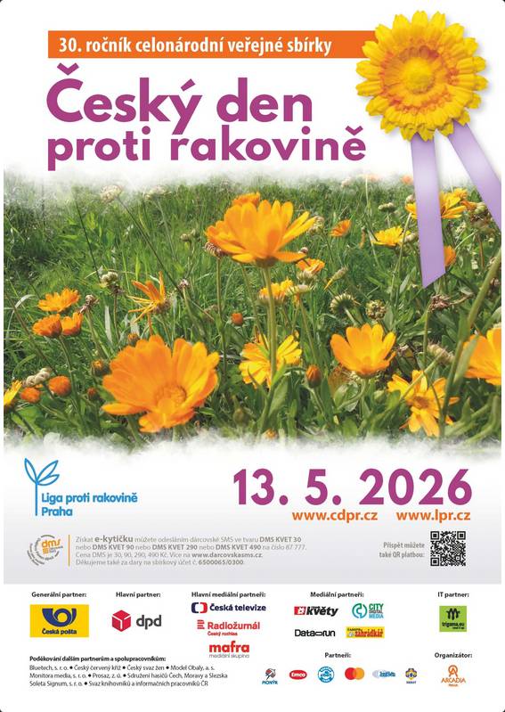 Vážení spoluobčané, již po třicáté budete moci přispět na boj proti rakovině dobrovolným příspěvkem. Tuto středu najdete pomocníky Ligy proti rakovině před obchodním domem COOP, kde si budete moci pořídit tradiční květinu. Mimo to můžete přispět kdykoliv i dárcovskou SMS ve tvaru DMS KVET 30 na cislo 87 777. Děkujeme, Vaše vedení města.