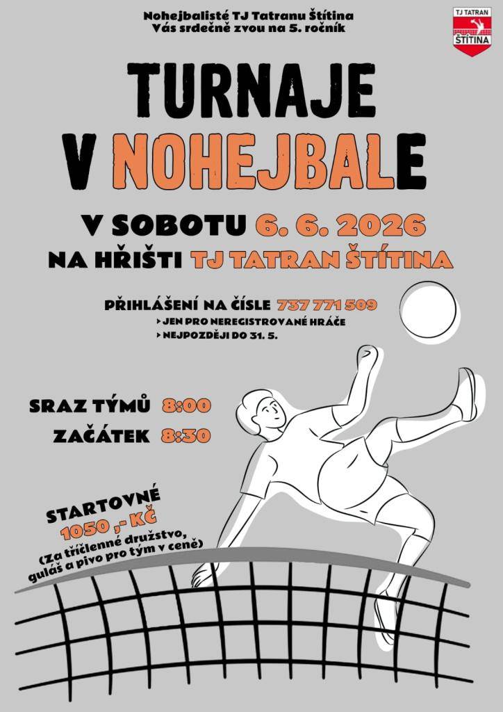 6.6.2026, začátek v 8:30 hod., hřiště TJ Tatran Štítina