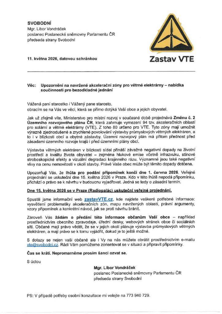 Lhůta pro podání připomínek končí dne 1.6.2026 !   informační web zastavVTE.cz