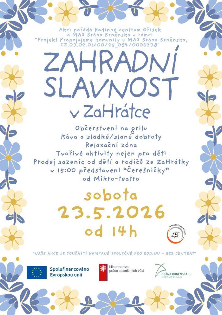 V sobotu 23.5.2026 od 14 hod.