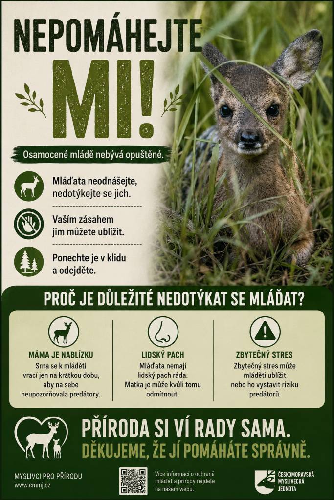 Návod a doporučení jak se chovat ve volné přírodě k osamocenému mláděti divoké zvěře.