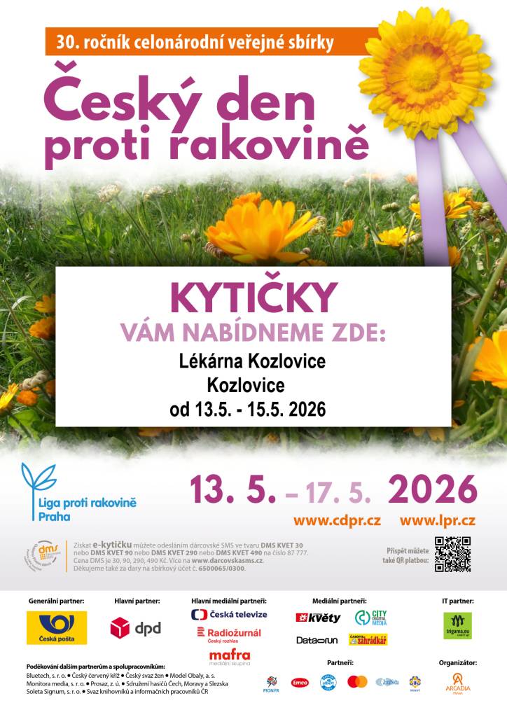 Český den proti rakovině - prodej kytiček od 13. do 15. 5. 2026