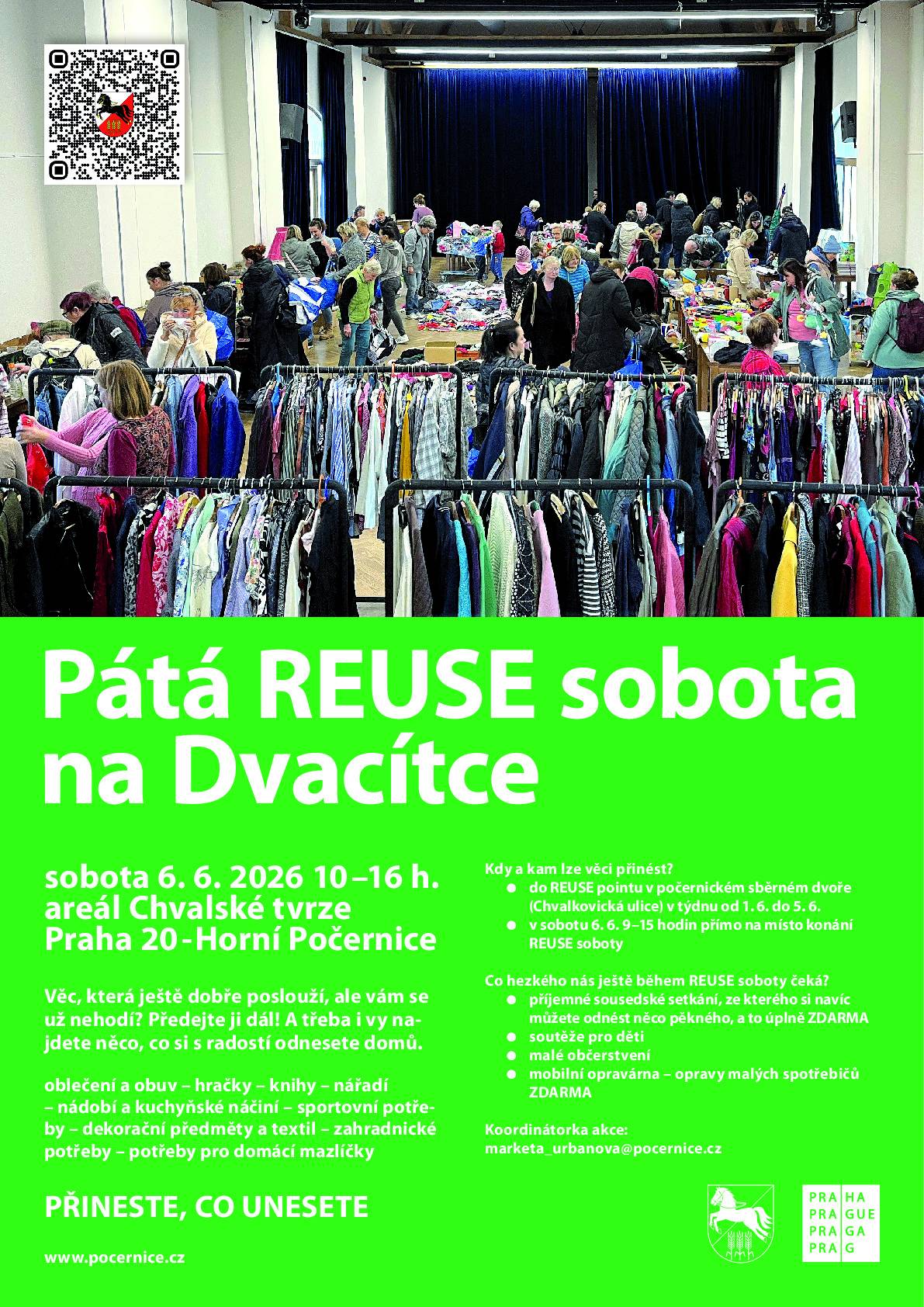 Máme termín Páté REUSE soboty na Chvalech! Uvidíme se 6.6.2026, moc se na vás těšíme 😊