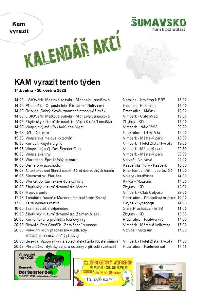 Kalendář akcí pro 20. týden 2026