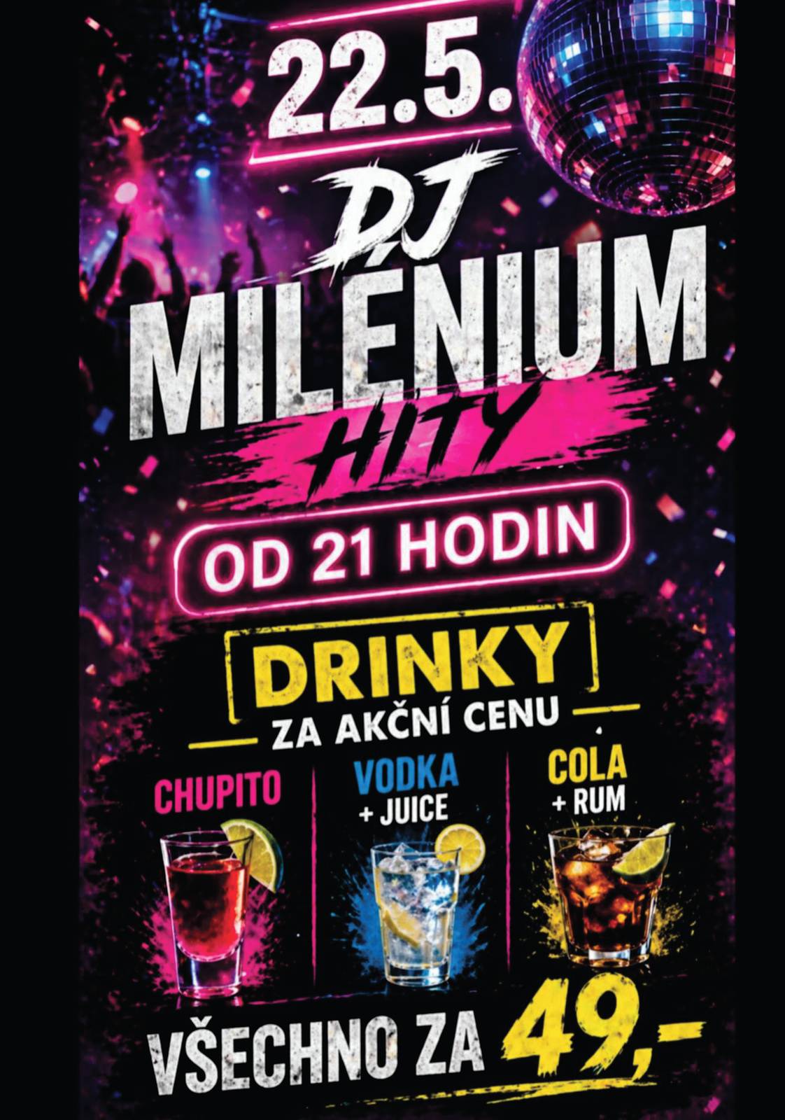Restaurace Na Břízce Bar & Grill zve všechny příznivce hudby a tance na večerní akci DJ Milenium Hity, která se uskuteční dne 22. května od 21:00 hodin.