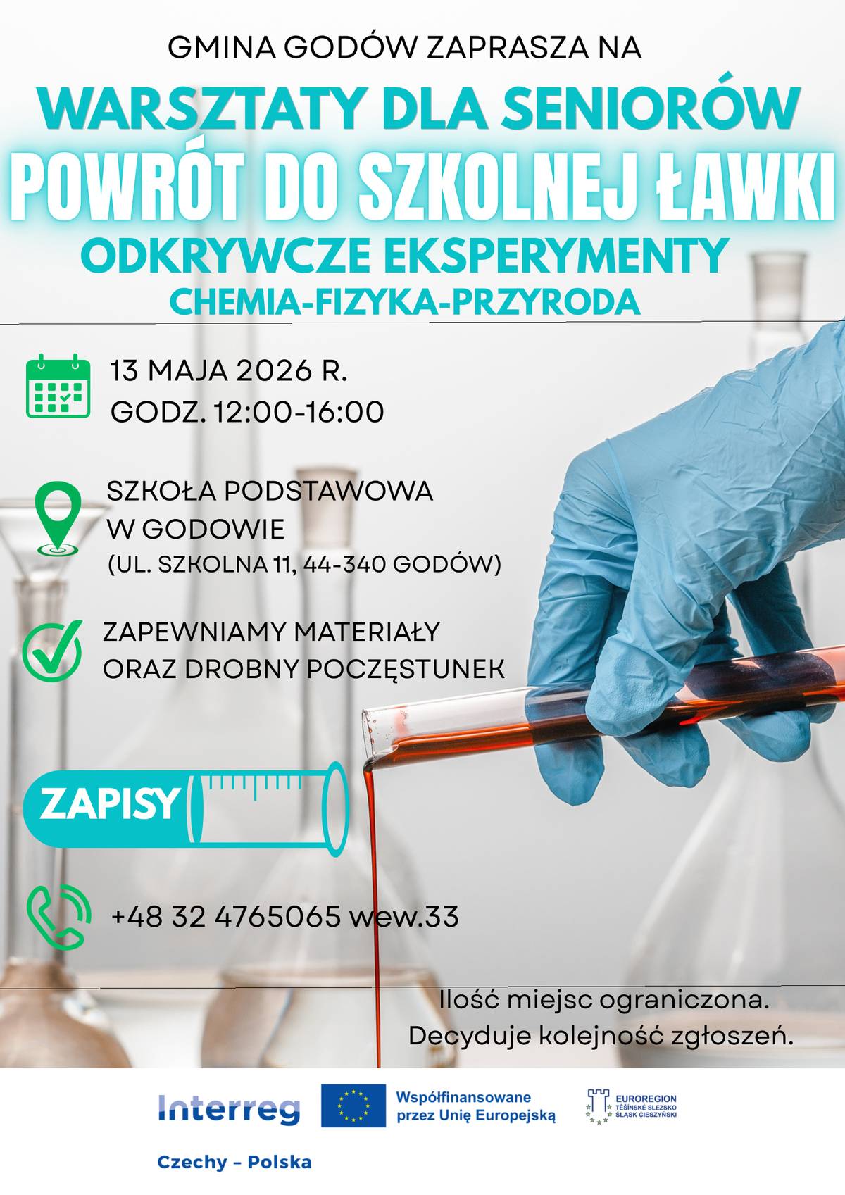 Senioři, zbývají poslední volná místa! Nenechte si ujít tento zajímavý workshop a příjemně strávené česko-polské naučné odpoledne v Godowě.  📍 středa 13. května od 12-16:00  Svůj zájem o účast nahlaste na 607 515 986 nebo 725 915 687.