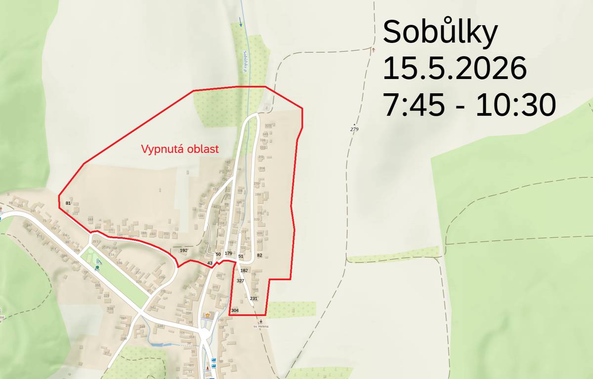 ⚡Společnost EG.D oznamuje občanům, že v pátek 15. května dojde k plánovanému přerušení dodávky elektrické energie v době od 7:45 do 10:30 v části Újezdy a Kamenná. Mapa vypnutých oblastí je k nahlédnutí na úřední desce a na informační tabuli obce.   🚴V neděli 17. května povede přes naši obec cyklistický silniční závod „Na kole regionem Kyjovské Slovácko“. Okruh povede přes Strážovice, Věteřov a Sobůlky. Prosíme občany, aby v době od 8 do 18:30 h počítali s uzavřením okruhu. Vjezd bude umožněn pouze ve směru závodu na pokyn policie a pořadatelů. Dbejte prosím zvýšené opatrnosti.