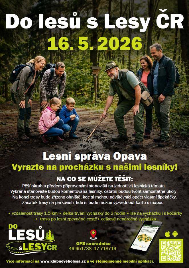 Lesní správa Opava Vás zve 16.5.2026 na procházku s našimi lesníky!