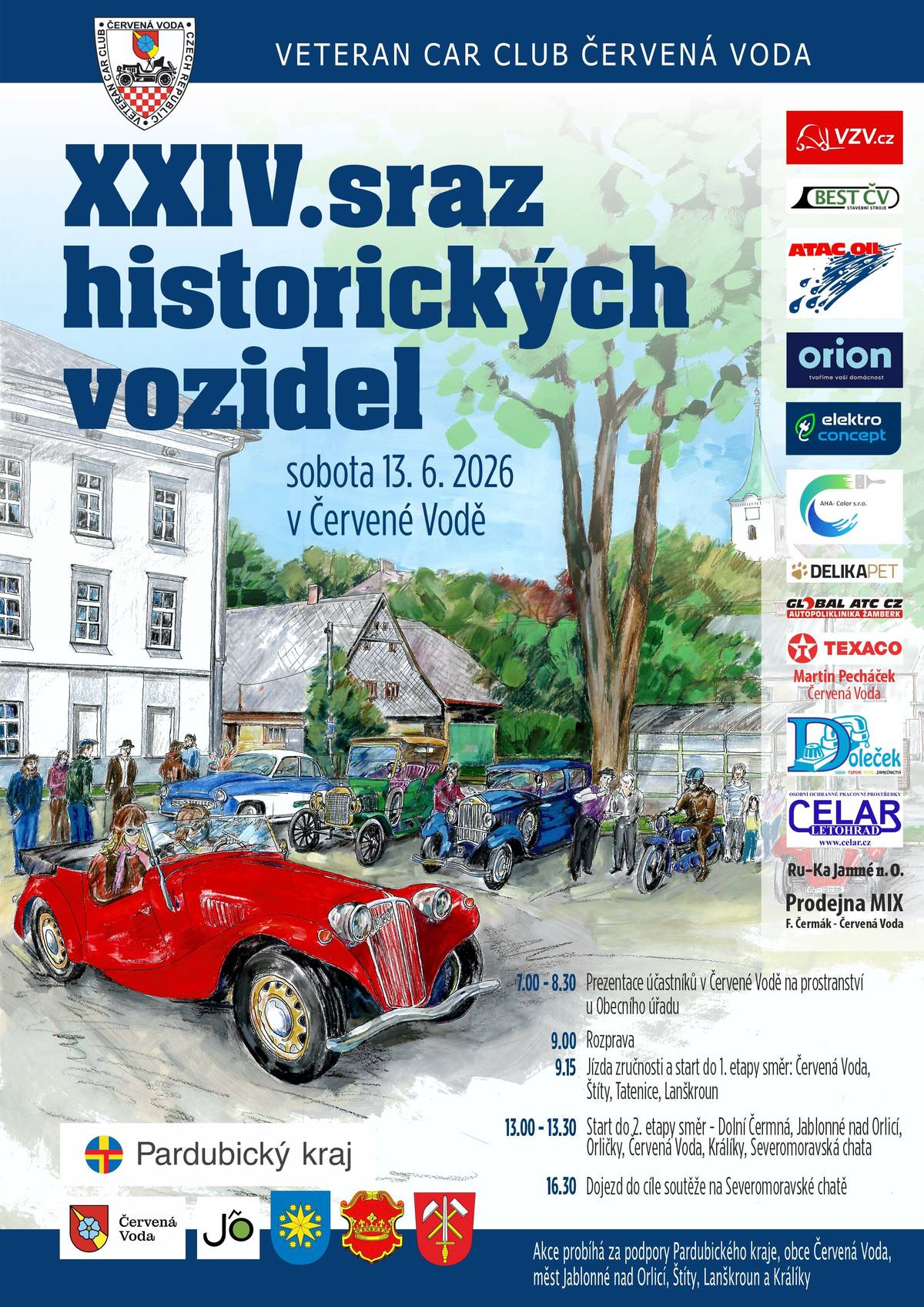 Naší obcí dne 13. června 2026 projede průvod historických vozidel.