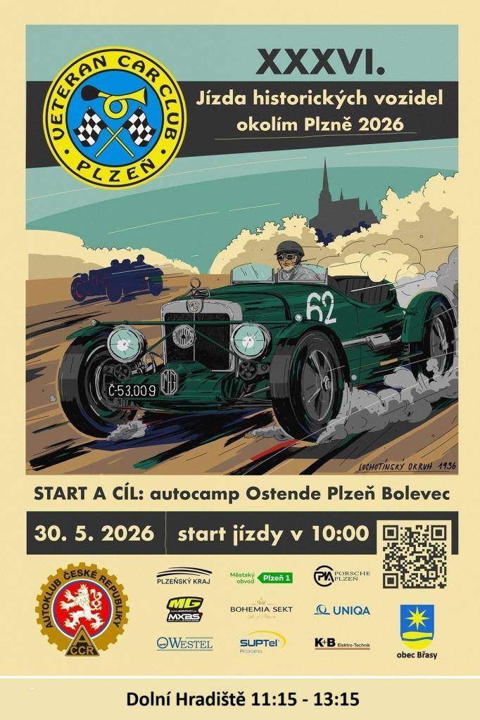 V sobotu 30.5.2026   Na návsi v Dolním Hradišti 11:15-13:15  Soutěž posádek, občerstvení, stání s možností detailní prohlídky všech exemplářů.