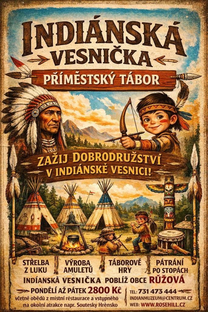 Příměstské tábory během letních prázdnin 2026:   Pro děti ve věku 5-12 let  Otevřeno je od pondělí do pátku za cenu 2800 Kč.  Více informací na  WWW.ROSEHILL.CZ