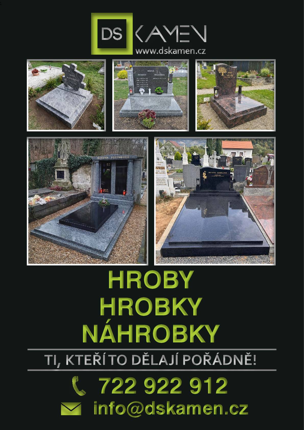 V úterý 19.5. v 9:30 navštíví hřbitov Horní Krupá kameníci z firmy DS kamen (tel. 722 922 912). Budou poskytovat bezplatné konzultace a přijímat objednávky na stavby a opravy hrobů včetně zlacení a přípisů. Využijte této příležitosti získání nezávazné nabídky od firmy, která nabízí poctivou práci namísto falešných slev. Pokud Vám termín nevyhovuje, rádi se s vámi domluví na individuálním setkání. Těší se na Vás zástupci firmy DS kamen - ti, kteří to dělají pořádně. Tel. 722 922 912