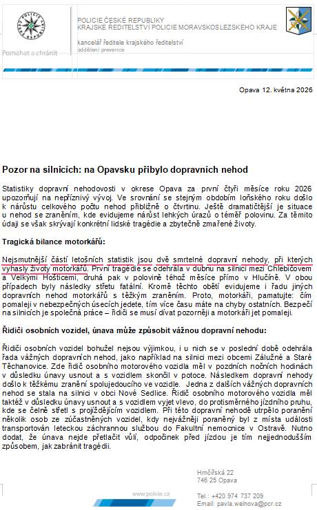Pozor na silnicích: na Opavsku přibylo dopravních nehod.