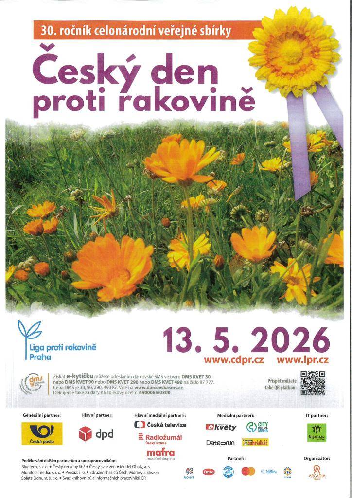 13.5.2026 v odpoledních hodinách budou dobrovolníci ve žlutých tričkách procházet ulicemi naší obce.