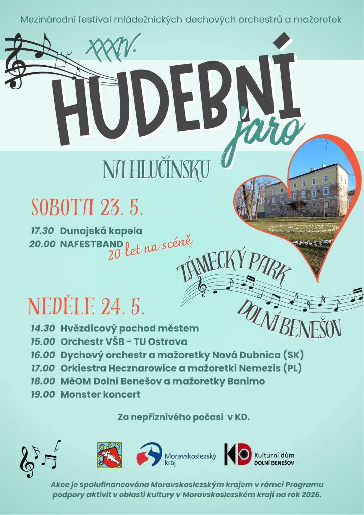 Ve dnech 23.–24. května 2026 se uskuteční festival Hudební jaro na Hlučínsku.