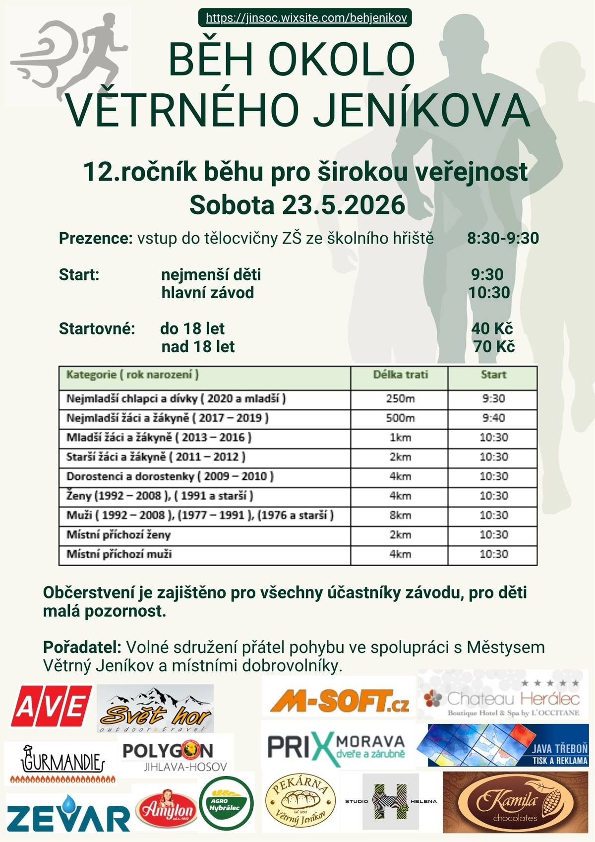 Běh okolo Větrného Jeníkova, který se koná v sobotu 23.5.2026.  Jedná se o tradiční, tentokrát již 12.ročník běžeckého závodu, který pořádá městys Větrný Jeníkov