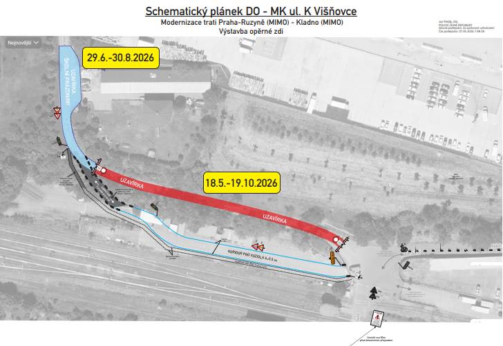 Uzavírky se dotknou ulic K Višňovce, Nádražní a Jiráskova.           Na webu města Modernizace trati přinese od 18. května dopravní omezení v několika částech Hostivice: Hostivice najdete přehled jednotlivých omezení, termíny uzavírek i informace k objízdným trasám. Prosíme všechny řidiče i pěší o zvýšenou opatrnost a trpělivost během probíhajících prací.