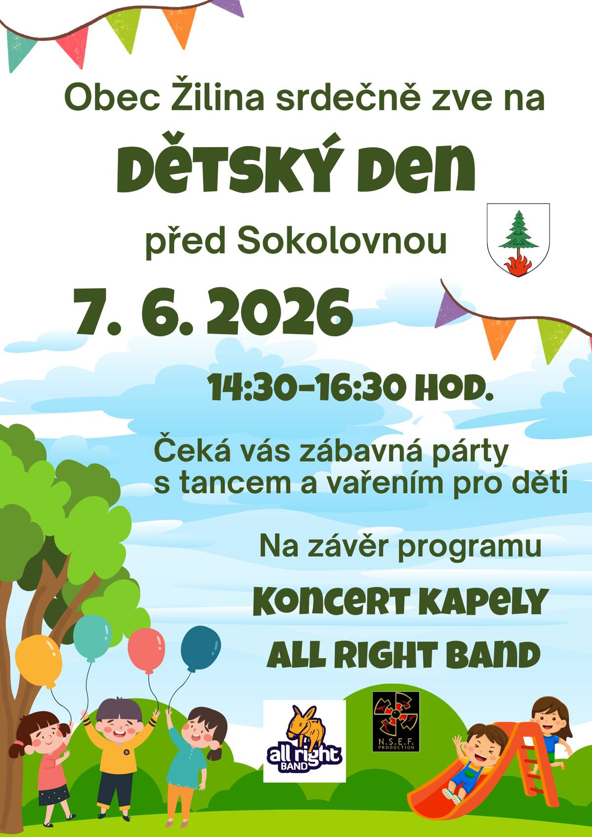 Srdečně zveme všechny malé i velké sousedy na Dětský den před Sokolovnou!