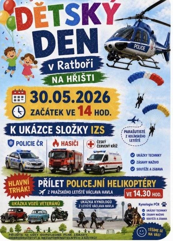 Srdečně Vás zveme na Dětský den do Ratboře  ...30. 05. 2026