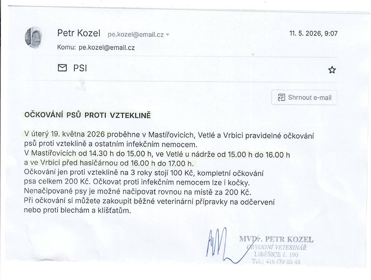 Očkování psů 2026