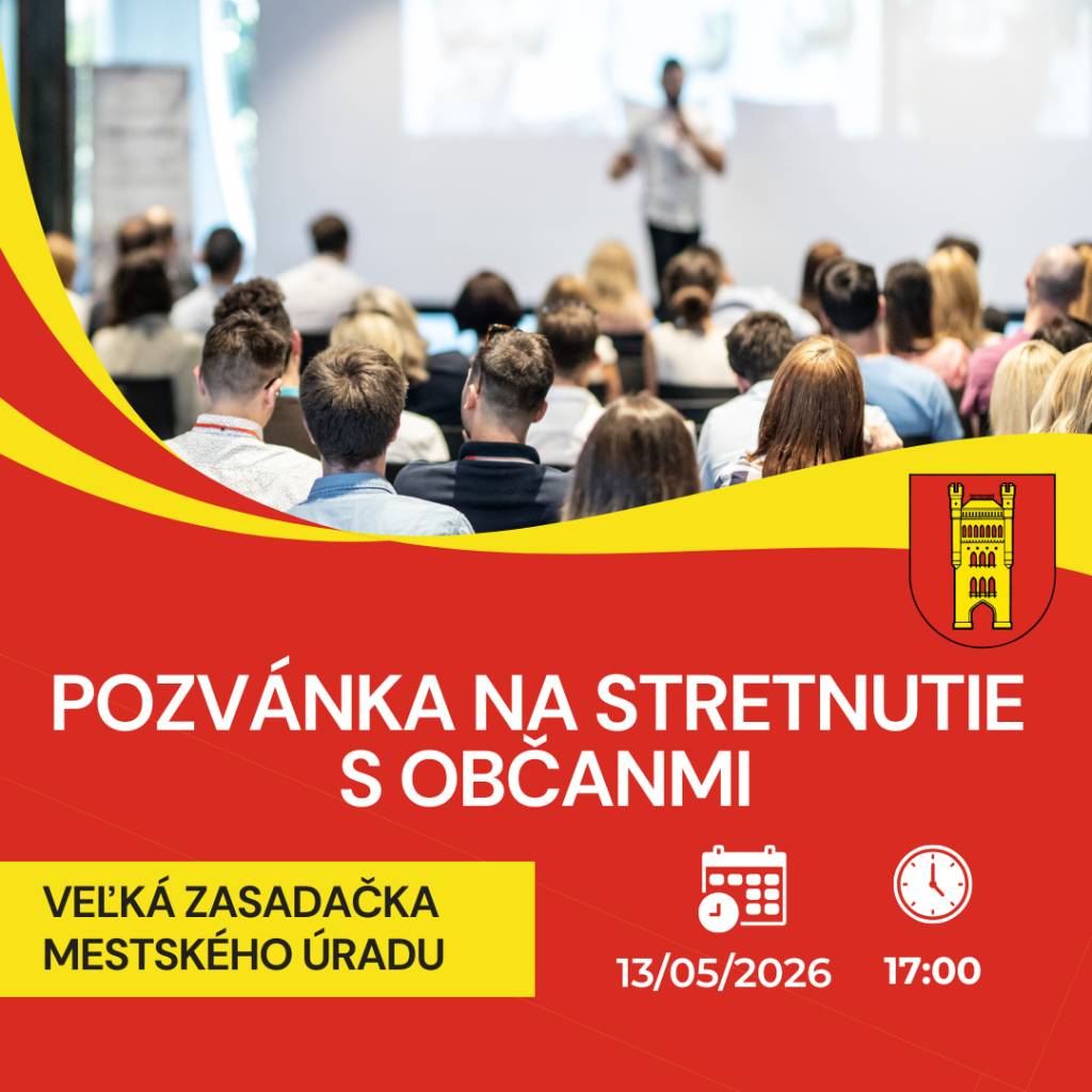 Primátor mesta Galanta Mgr. Peter Kolek pozýva občanov mesta na stretnutie, ktoré sa uskutoční dňa 13.mája 2026 o 17:00 hod. vo veľkej zasadačke Mestského úradu v Galante za účasti vedenia mesta a poslancov mestského zastupiteľstva.