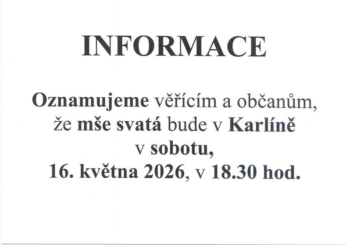 Mše svatá výjimečně v sobotu 16. 5. 2026 v 18:30 hod.