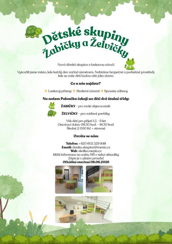 právě probíhá zápis do dětských skupin v Měníně