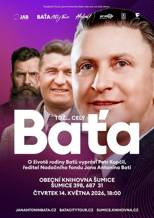 Obecní knihovna Šumice zve na přednášku o životě rodiny Baťů v podání Petra Kopčila, ředitele Nadačního fondu Jana Antonína Bati.