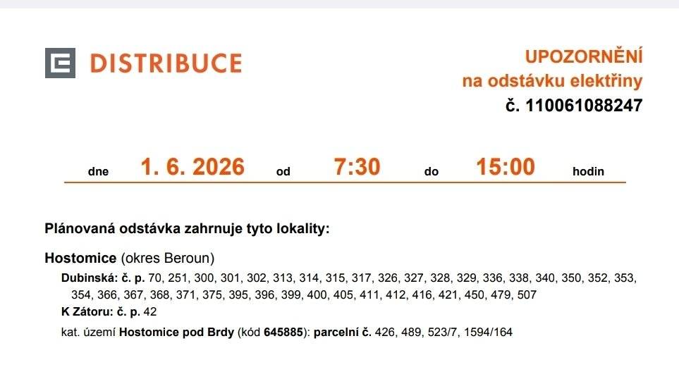 Informace v příloze.