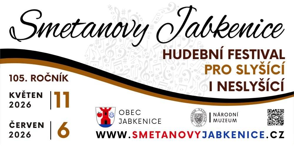 Obec Jabkenice vás zve na tradiční hudební festival Smetanovy Jabkenice, který se koná od 11.května do 6. června 2026. Program naleznete zde.