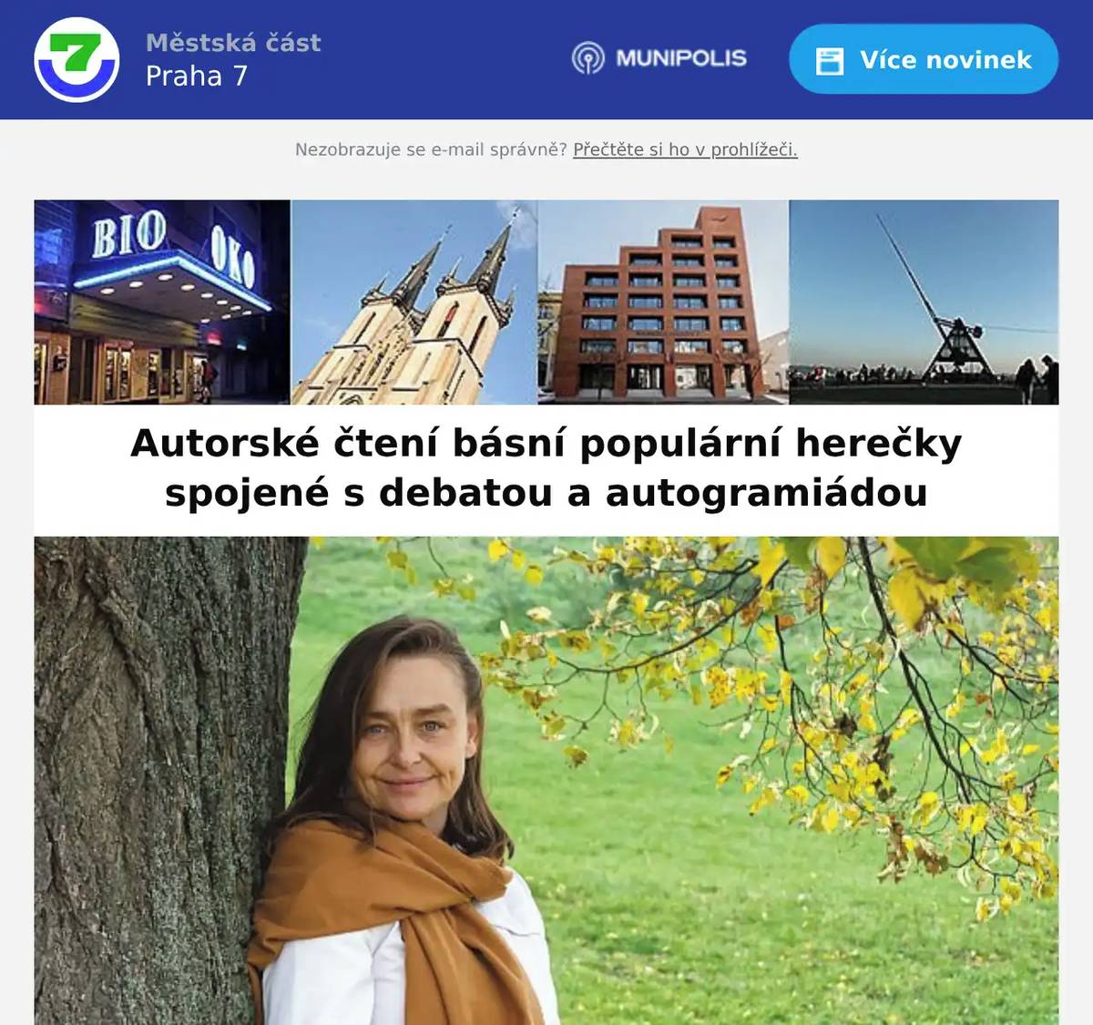 Společně s Vodárenskou věží Letná vás zveme na další Sraz knihomolů. Setkání, autorské čtení a povídání s herečkou Andreou Černou, která představí svou novou básnickou sbírku Rorýsi. Můžeme se těšit na debatu o psaní i herectví, a třeba dojde i na historky z natáčení… například Princezny ze mlejna.Kdy? středa 13. května v 18.00 hodin Kde? Vodárenská věž Letná (Na Výšinách 1000/1)Setkání se uskuteční v Sousedské knohovně, která se nachází ve 3. patře vodárenské věže a je přístupná pouze po točitém schodišti.Vstupné zdarma. Součástí bude i možnost návštěvy Galerie o patro výš, kde aktuálně probíhá výstava HAPPY SPACE, fotografie, malby a sochy devatenácti předních českých výtvarných umělců.