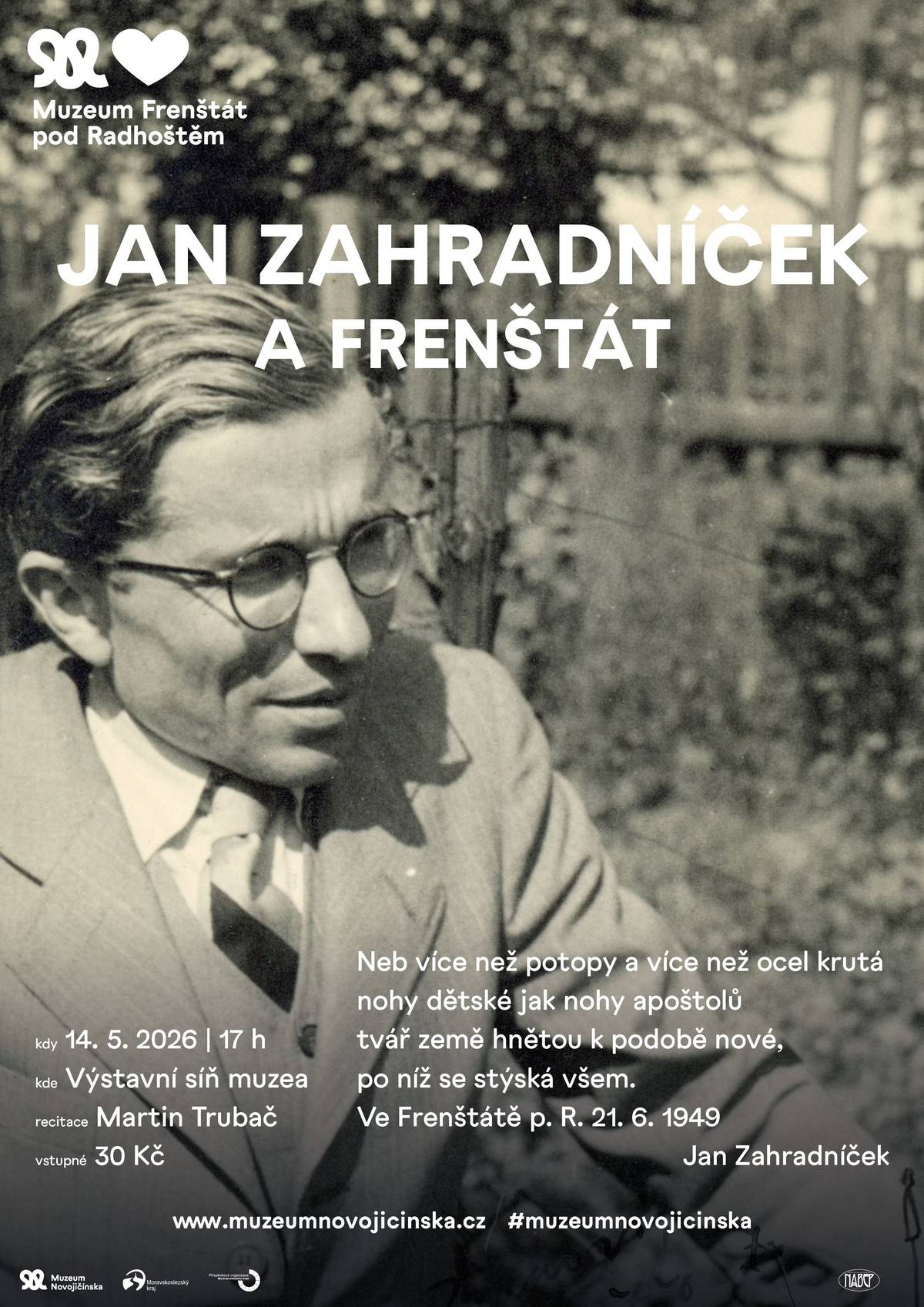 14. 5. 2026 od 17 hodin ve Výstavní síni muzea ve Frenštátě pod Radhoštěm.