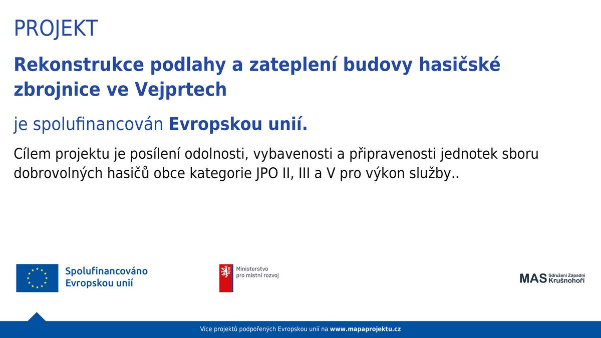 V plném proudu je rekonstrukce podlah a zateplení hasičské zbrojnice ve Vejprtech. Naši hasiči si kvalitnější zázemí rozhodně zaslouží! Děkujeme, že akci podpořila  MAS Západní Krušnohoří, z. s. 🚒👩🚒
