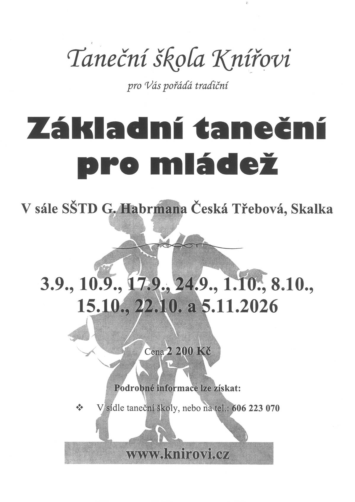 Taneční škola Knířovi nabízí taneční kurz pro mládež:
