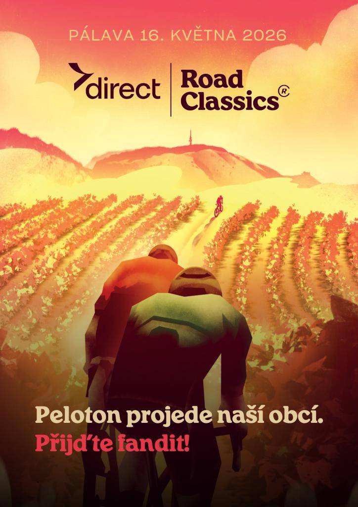 V sobotu 16. května 2026 projede Lednicí prestižní cyklistický závod Road Classics Pálava 2026. Peloton závodníků bude naším katastrem projíždět přibližně mezi 11:00 a 12:00 hodinou po silnicích II/422 a II/42117.