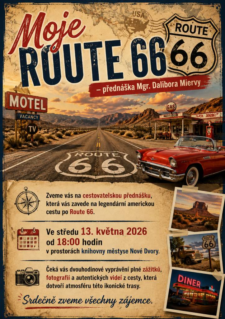 Přednáška "Moje Route 66" - středa 13.5.2026 od 18:00 hodi