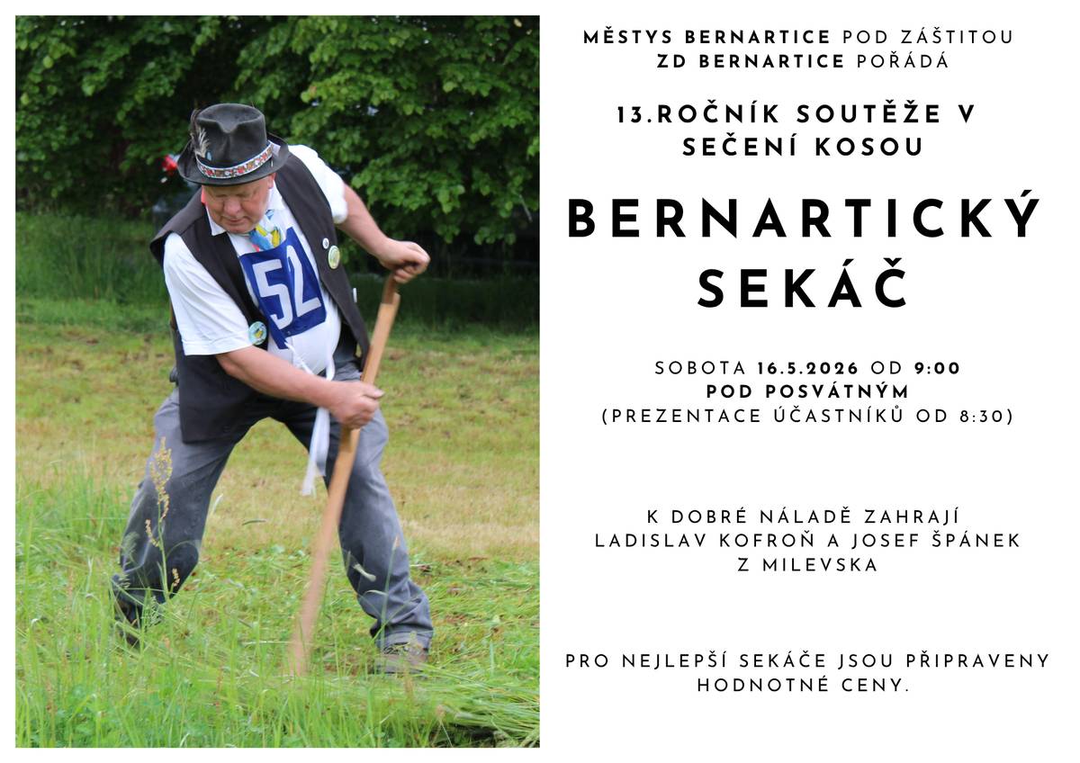 V sobotu 16.5.2026 od 9:00 pod Posvátným.