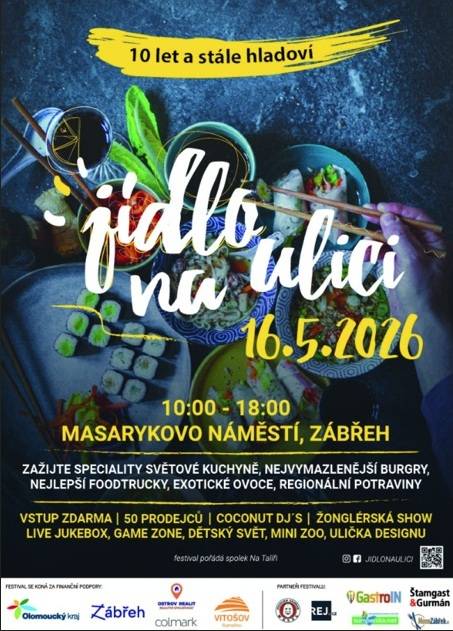 > sobota 16.5.2026   > Masarykovo náměstí Zábřeh  > 10:00 - 18:00 hodin  > speciality světové kuchyně, exotické ovoce, regionální potraviny  > vstup zdarma  > doprovodný program  > pořadatel spolek Na Talíři