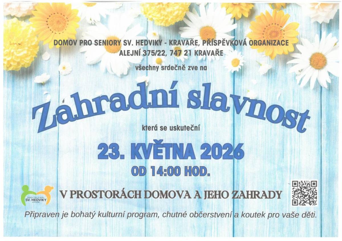 Domov sv. Hedviky pro seniory v Kravařích pořádá zahradní slavnost.